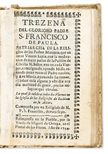 (MEXICAN IMPRINT--PUEBLA.) Sammelband volume of Puebla religious tracts, one of them untraced, plus a Havana imprint.